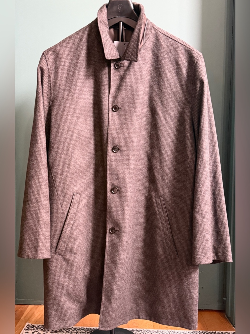 NWT ERMENEGILDO ZEGNA Reversible Jacket Car Coat Brown 56 L/XL $4K Houndstooth